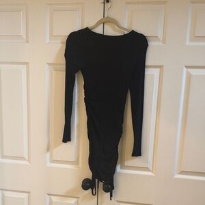 Black Long Sleeve Ruched Women's Dress